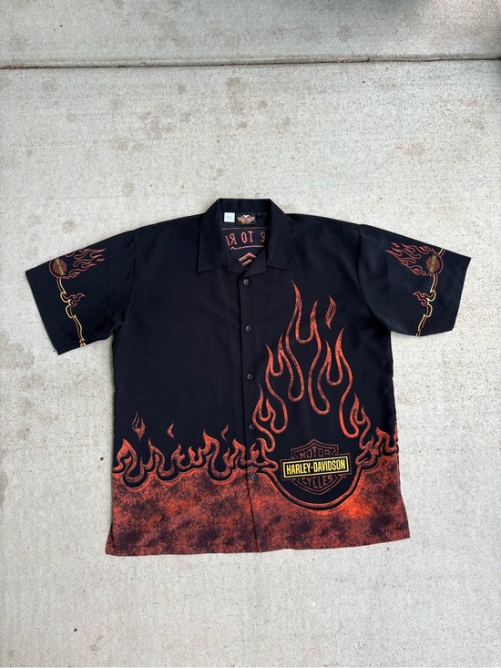 Harley-Davidson Other - Vintage Harley Davidson Live To Ride Flame Shirt Button Up XL Y2K 2000s